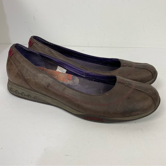 Merrell Ortholite brown leather slip on flats - Picture 1 of 6